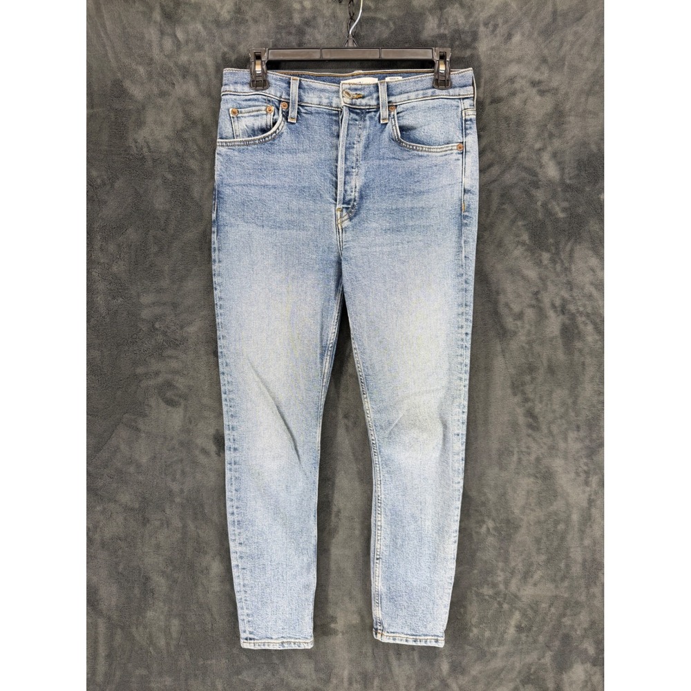 RE/DONE Originals Jeans Womens 27 Blue Mid 90s High Rise Ankle Crop Stretch USA